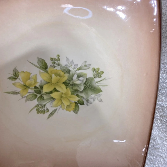 Vintage Ceramic  Yellow Flower Square Dish W Rounded Corners Trinket Dish - Picture 8 of 16